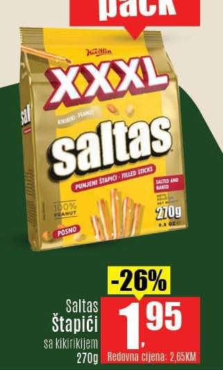 Saltas štapići sa kikirikijem 270g