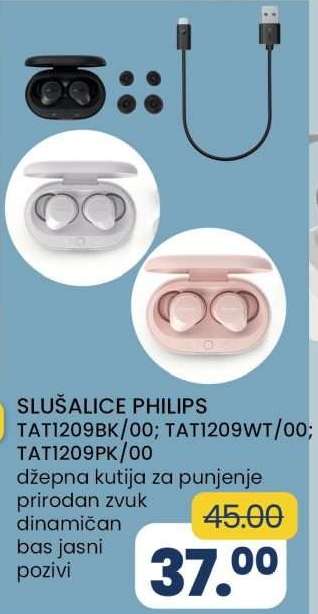 SLUŠALICE PHILIPS TAT1209BK/00; TAT1209WT/00; TAT1209PK/00