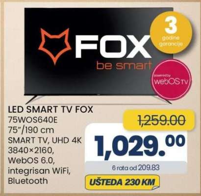 LED SMART TV FOX 75WOS640E