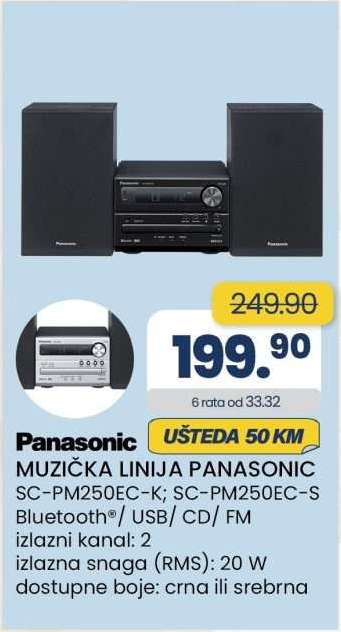 Panasonic MUZIČKA LINIJA PANASONIC SC-PM250EC-K; SC-PM250EC-S