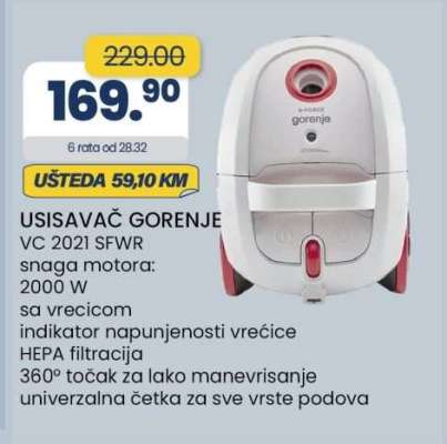 USISAVAČ GORENJE VC 2021 SFWR