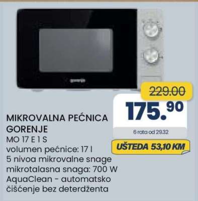 MIKROVALNA PEĆNICA GORENJE MO 17 E1 S