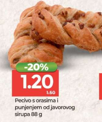 Pecivo s orasima i punjenjem od javorovog sirupa 88 g