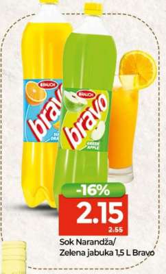 Sok Narandža/Zelena jabuka 1,5 L Bravo