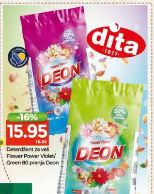 Deterdžent za veš Flower power violet/green 80 pranja Deon