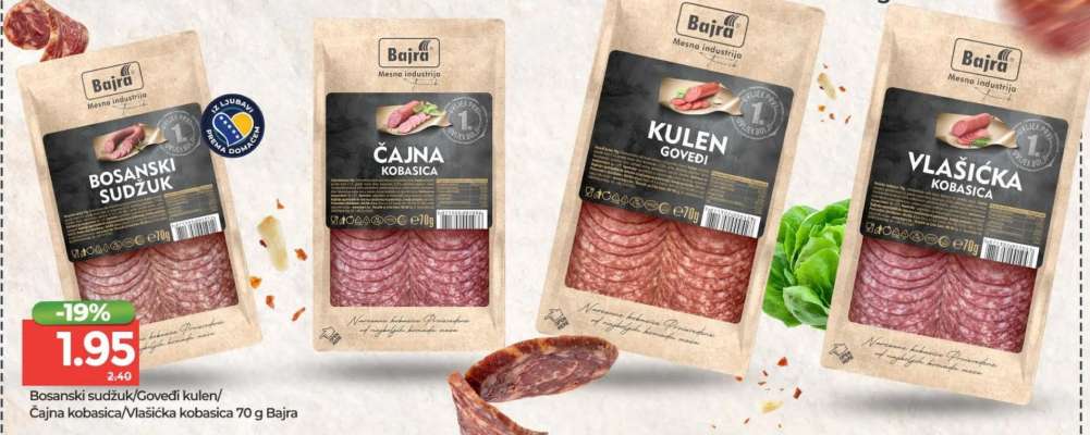 Bosanski sudžuk/Goveđi kulen/Čajna kobasica/Vlašićka kobasica 70g Bajra