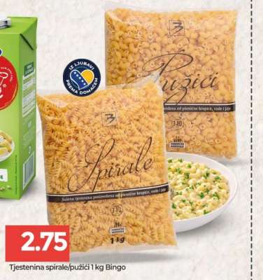 Tjestenina spirale/pužići 1 kg Bingo