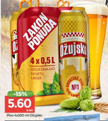 Pivo 4x500 ml Ožujsko