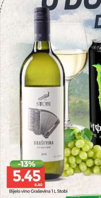 Bijelo vino Graševina 1 L Stobi