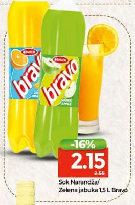 Sok Narandža/Zelena jabuka 1,5 L Bravo