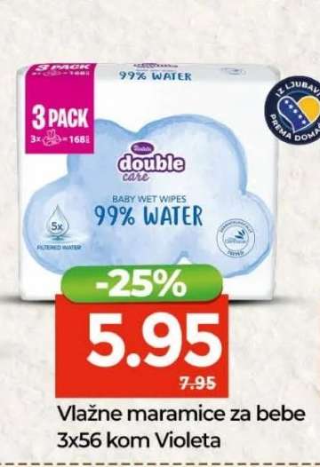 Vlažne maramice za bebe 3x56 kom, Violeta