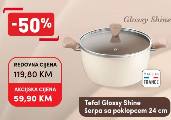 Tefal Glossy Shine šerpa sa poklopcem 24 cm