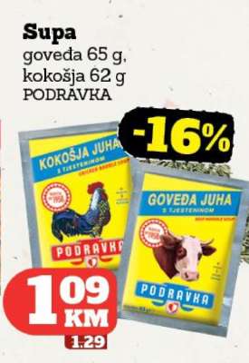 Supa goveda 65 g, kokošja 62 g PODRAVKA