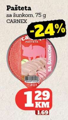 Pašteta sa šunkom, 75 g