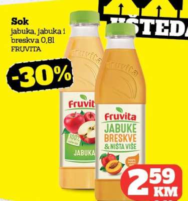 Sok jabuka, jabuka i breskva 0,8l FRUVITA