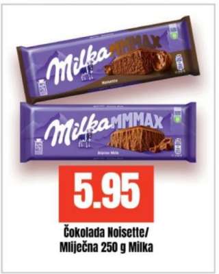 Čokolada Noisette/Mliječna 250 g Milka