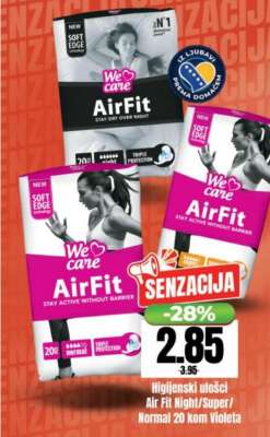 Higijenski ulošci Air Fit Night/Super/Normal 20 kom Violeta