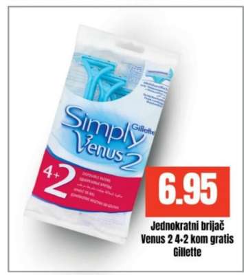 Jednokratni brijač Venus 2 4+2 kom gratis Gillette