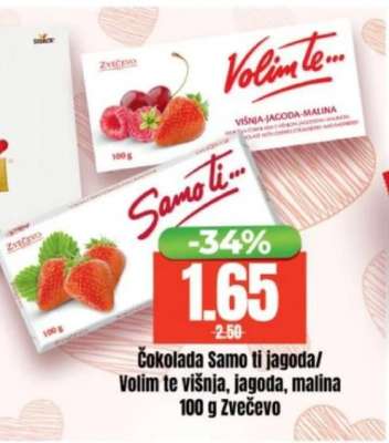 Čokolada Samo ti jagoda/Volim te višnja, jagoda, malina