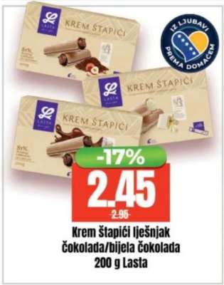 Krem štapići lješnjak čokolada/bijela čokolada