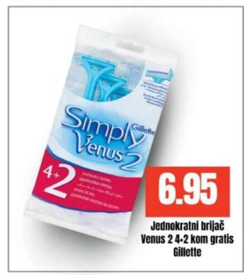 Jednokratni brijač Venus 2 4+2 kom gratis Gillette