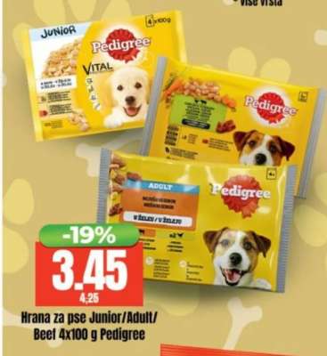 Hrana za pse Junior/Adult/Beef 4x100 g Pedigree