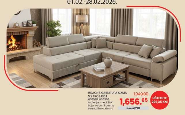 UGAONA GARNITURA GAMA S 2 TROSJEDA