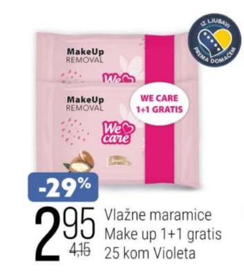 Vlažne maramice Make up 1+1 gratis