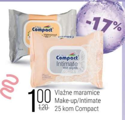 Vlažne maramice Make-up / Intimate 25 kom Compact