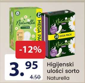 Higijenski ulošci sorto Naturella