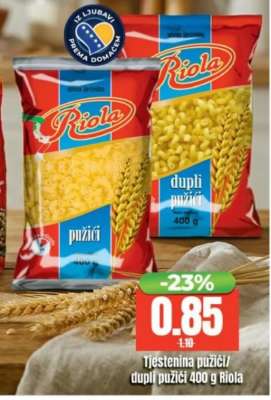 Tjestenina pužići/dupli pužići 400 g Riola