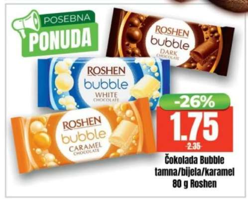Čokolada Bubble tamna/bijela/karamel