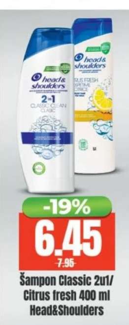 Šampon Classic 2u1/Citrus fresh 400 ml Head&Shoulders