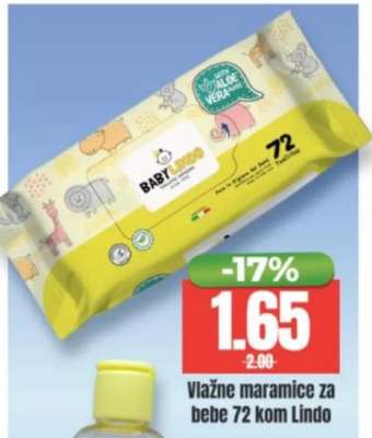 Vlažne maramice za bebe 72 kom, Lindo