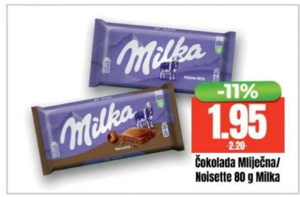 Čokolada Milječna/Noisette 80 g Milka