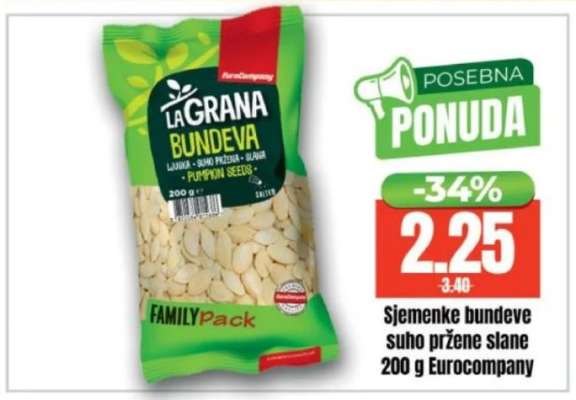 Sjemenke bundeve suho pržene slane