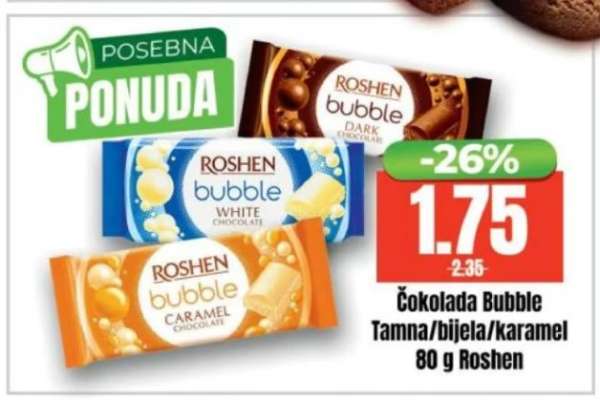 Čokolada Bubble tamna/bijela/karamel