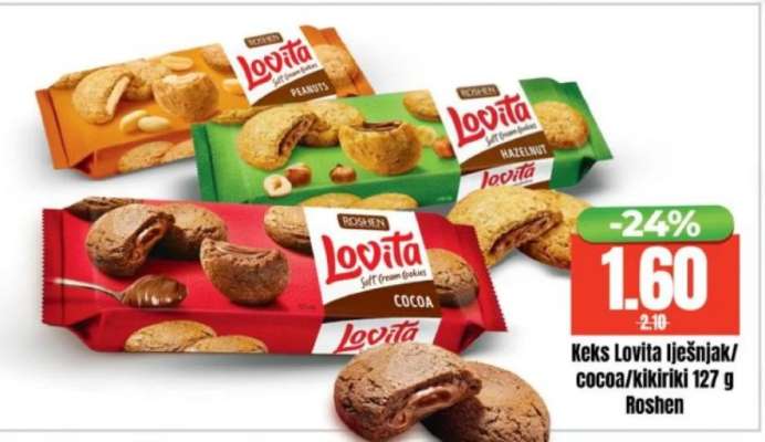 Keks Lovita lješnjak/cocoa/kikiriki
