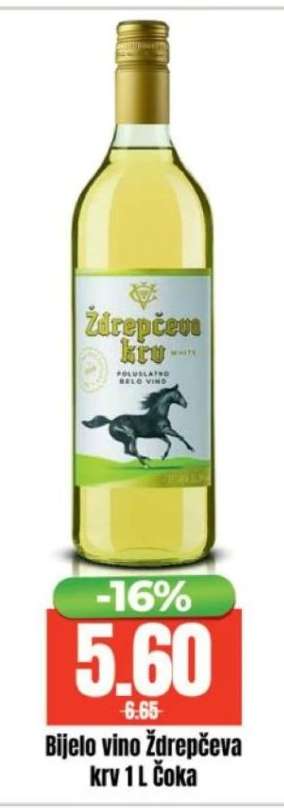 Bijelo vino Ždrepčeva krv 1 L Čoka