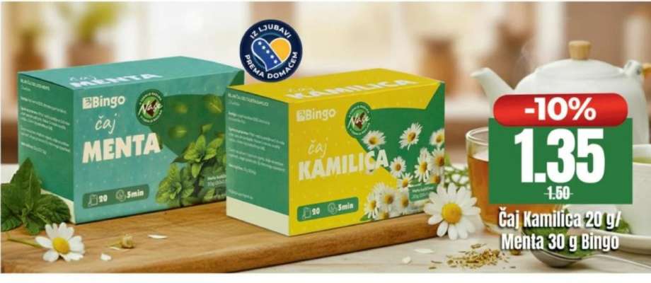 Čaj Kamilića 20 g / Menta 30 g Bingo