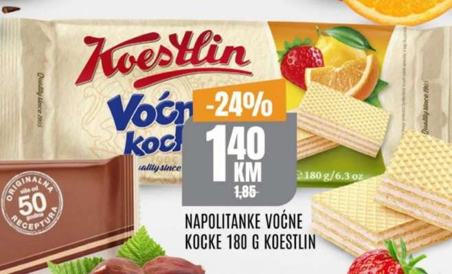 Napolitanke Voćne kocke 180 g Koestlin