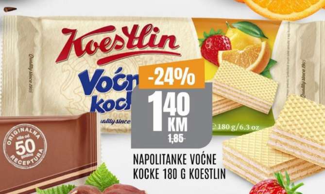 Napolitanke Voćne kocke 180 g Koestlin