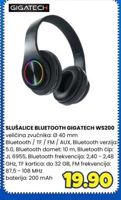 SLUŠALICE BLUETOOTH GIGATECH WS200