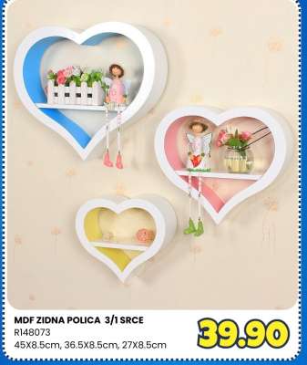 MDF ZIDNA POLICA 3/1 SRCE