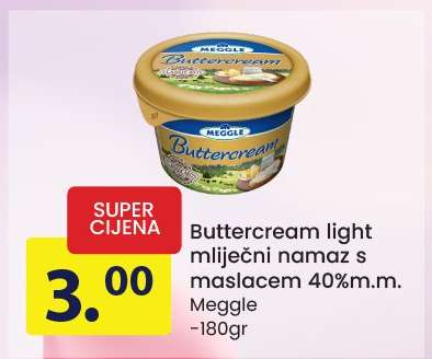 Buttercream light mliječni namaz s maslacem 40%m.m.