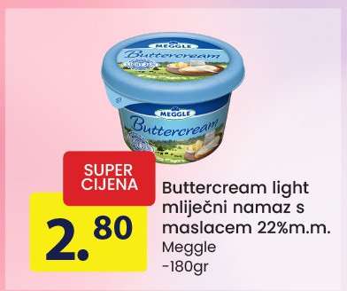 Buttercream light mliječni namaz s maslacem 22%m.m.