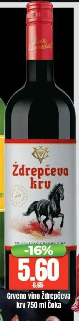 Crveno vino Ždrepčeva krv 750 ml Čoka