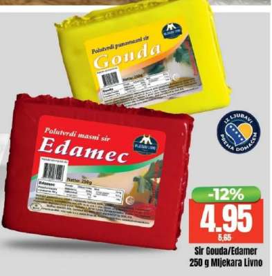 Sir Gouda/Edamer 250 g Mljekara Livno