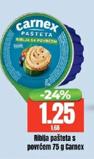 Riblja pašteta s povrćem 75 g Carnex