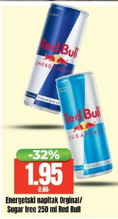 Energetski napitak Orginal/Sugar free 250 ml Red Bull